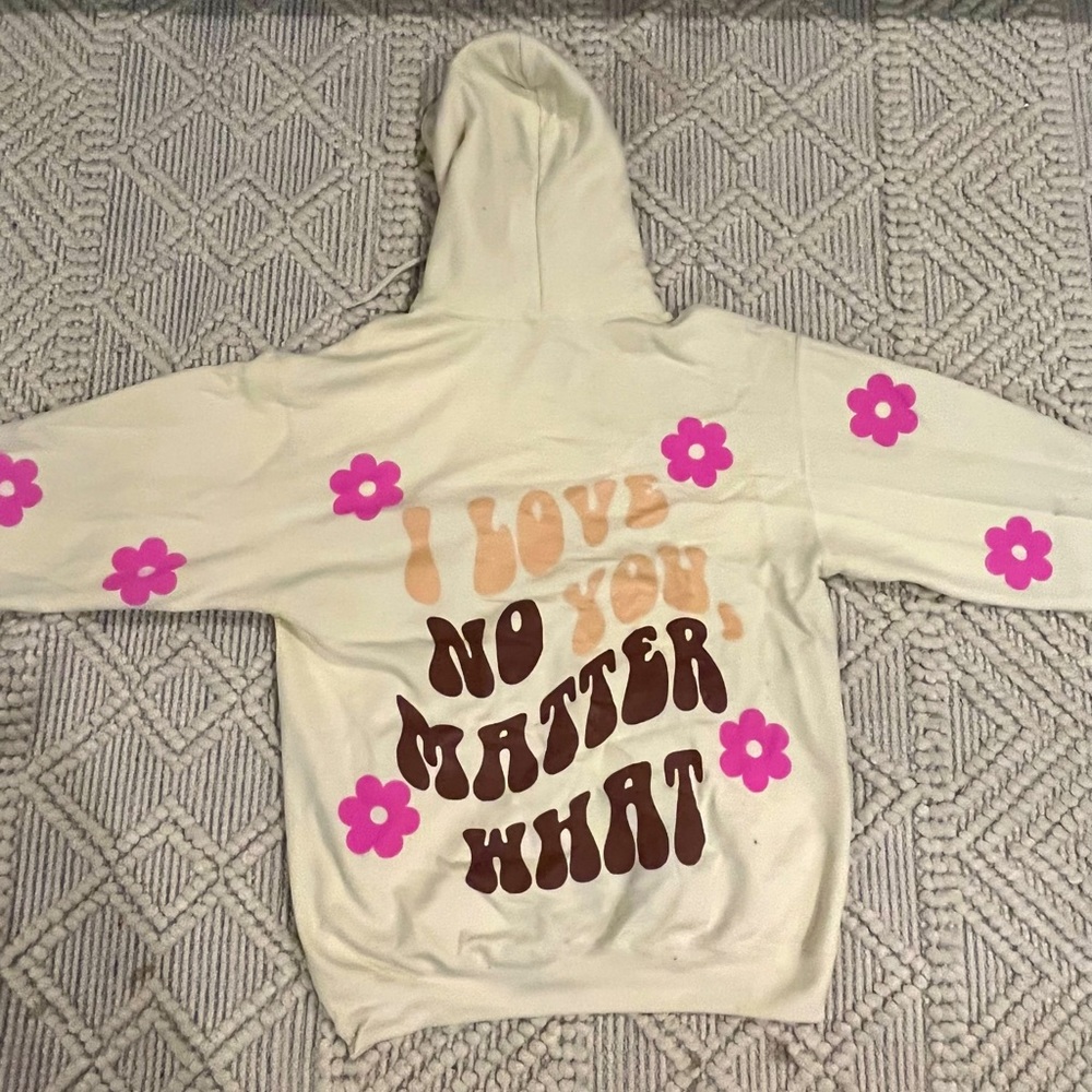 Ohvan Brand, “I love you no matter what” floral hoodie